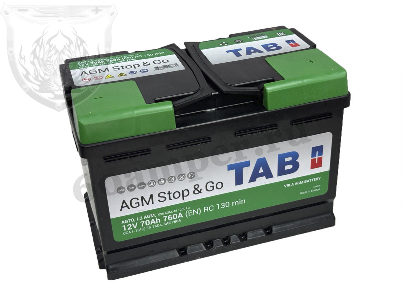 Изображение Аккумулятор TAB 70 А*ч Обратный AGM : №1