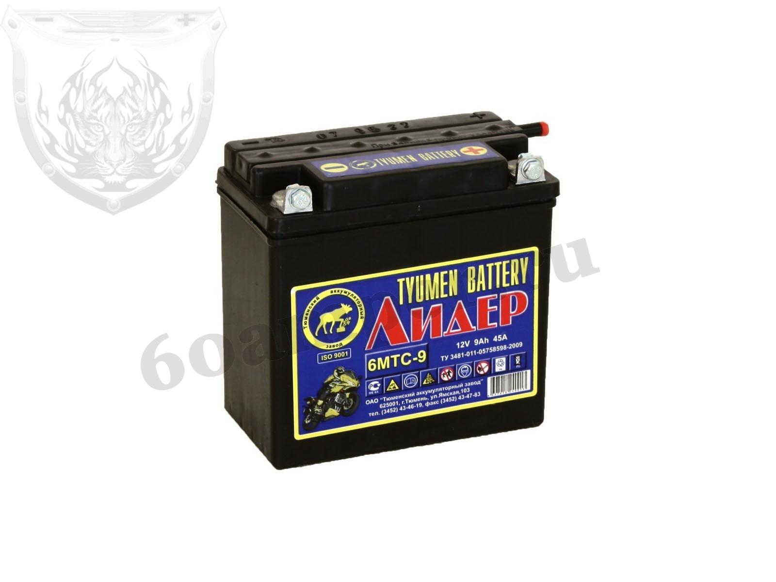 Изображение Аккумулятор Тюмень 9 А*ч Обратный ЛИДЕР сухозаряженный без электролита : №1