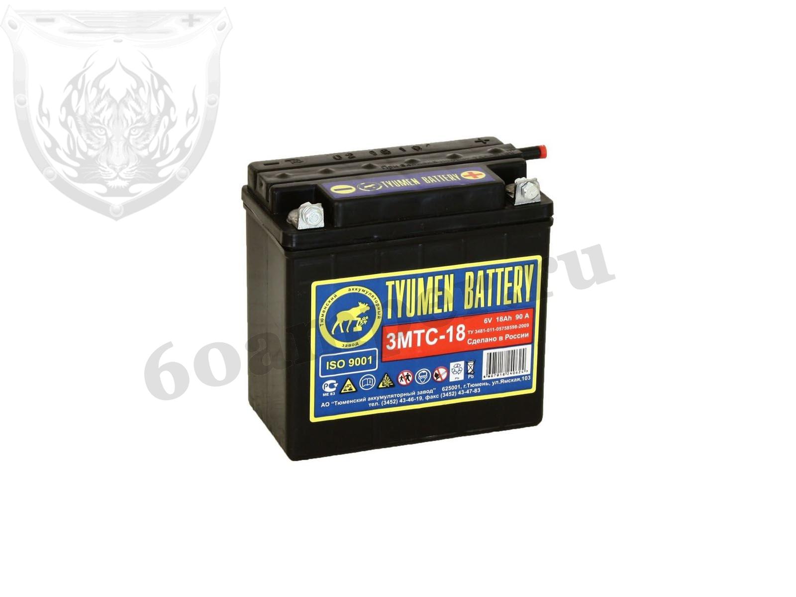Изображение Аккумулятор Тюмень 3МТС-18 А*ч 6 Вольт Обратный ЛИДЕР сухозаряженный без электролита : №1