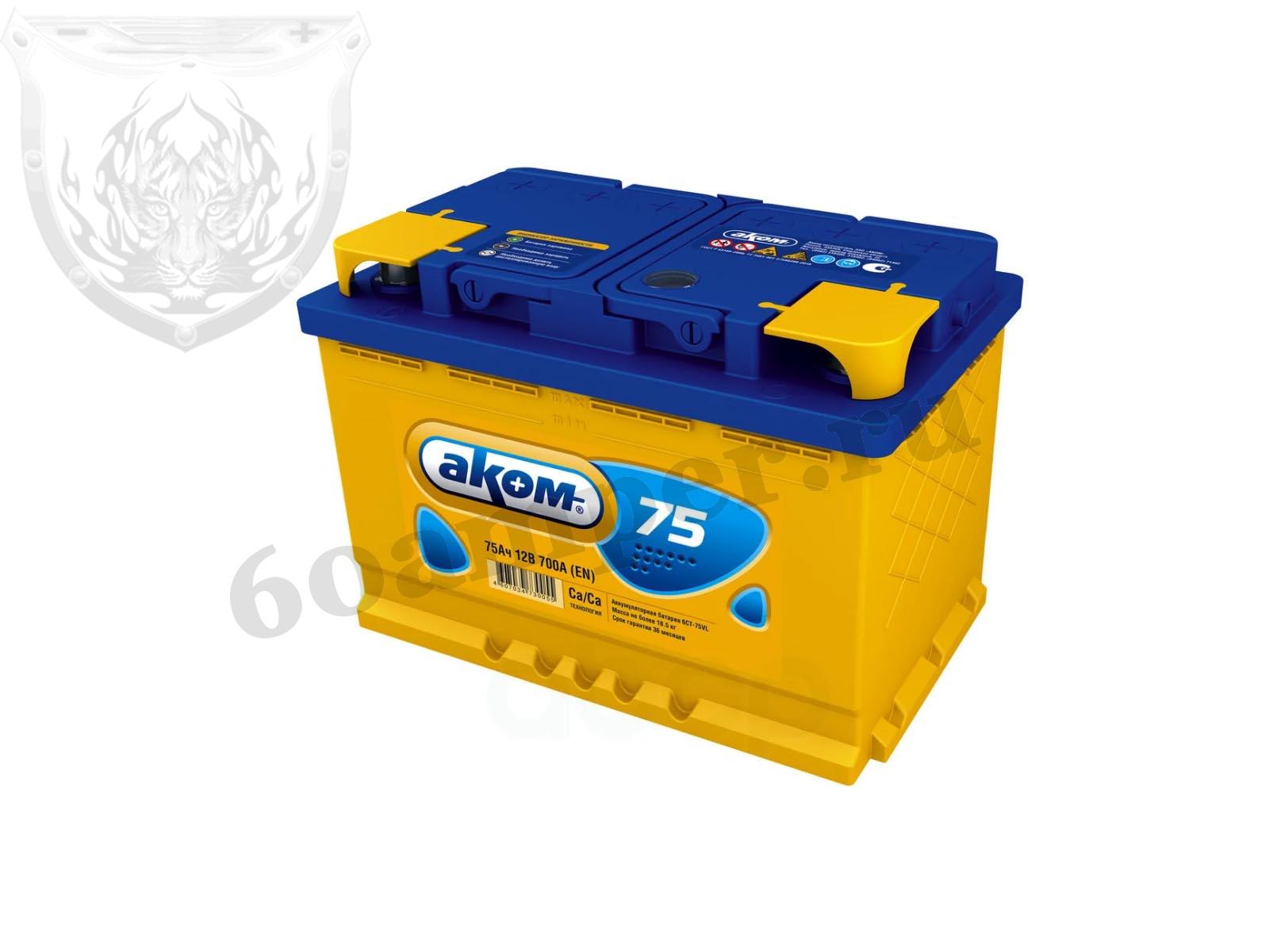 Изображение Аккумулятор АКОМ 75 А*ч Обратный STANDART : №2