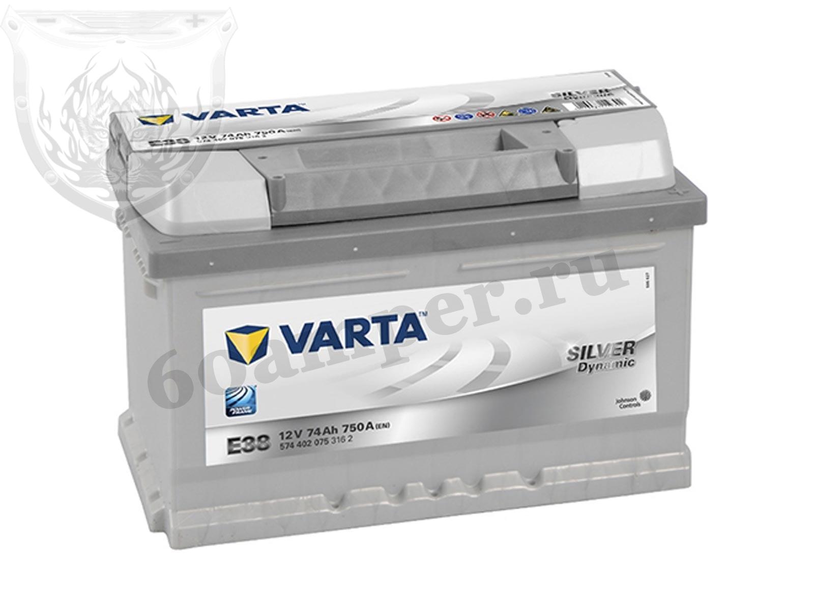 Изображение Аккумулятор VARTA 74 А*ч Обратный Низкий SILVER E38 (574 402 075) : №1