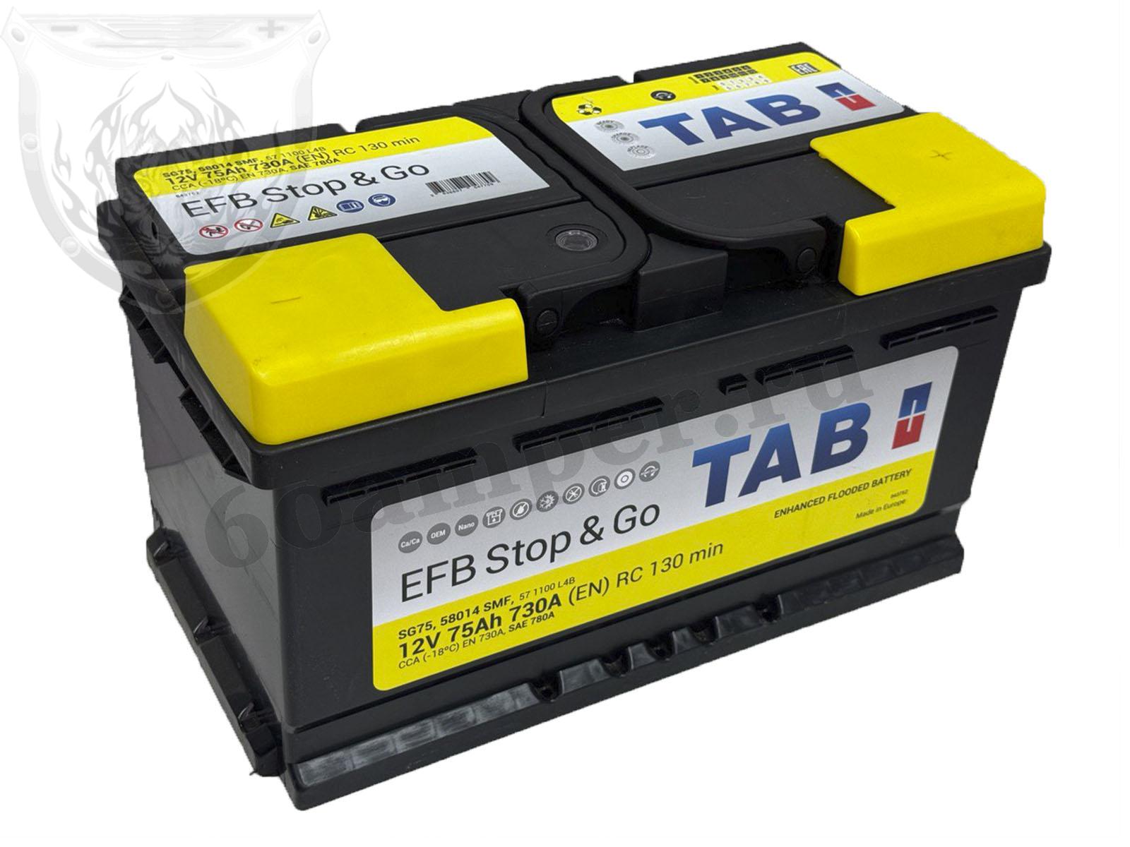 Изображение Аккумулятор TAB 75 А*ч Обратный EFB Низкий : №1