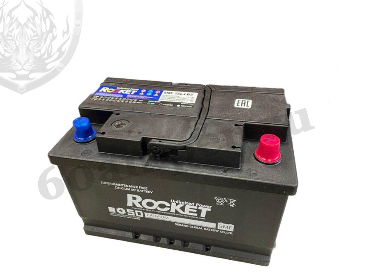 Изображение Аккумулятор ROCKET 75 А*ч Обратная полярность низкий : №1