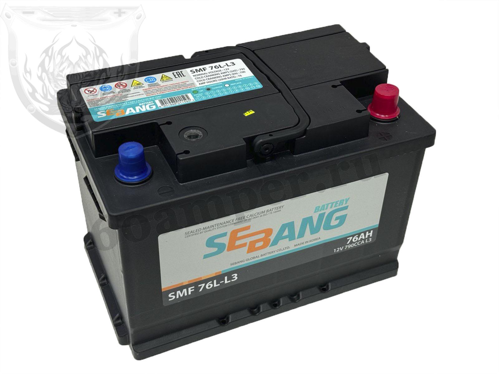 Изображение Аккумулятор SEBANG 76 А*ч Обратный L3 : №1