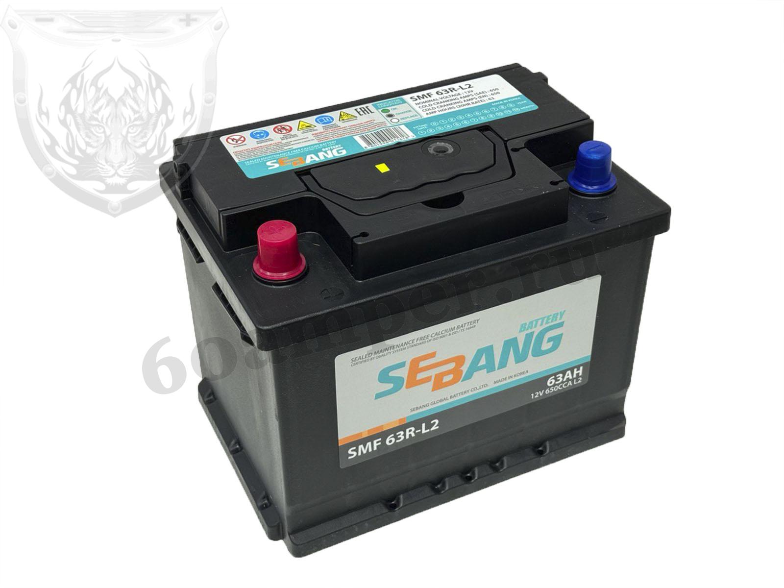 Изображение Аккумулятор SEBANG 63 А*ч Прямой L2 : №1