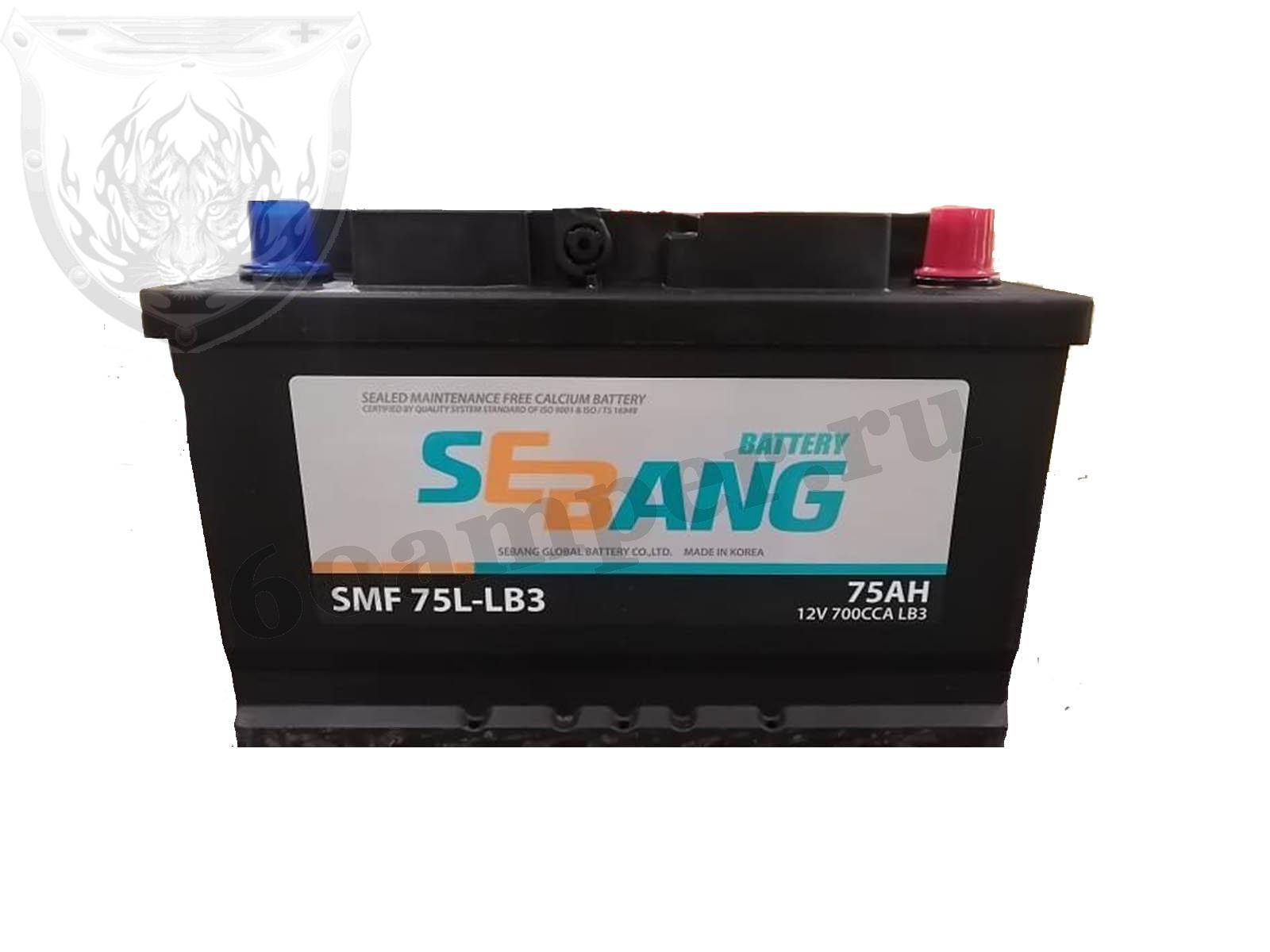 Изображение Аккумулятор SEBANG 75 А*ч Обратный Низкий LB3 : №1