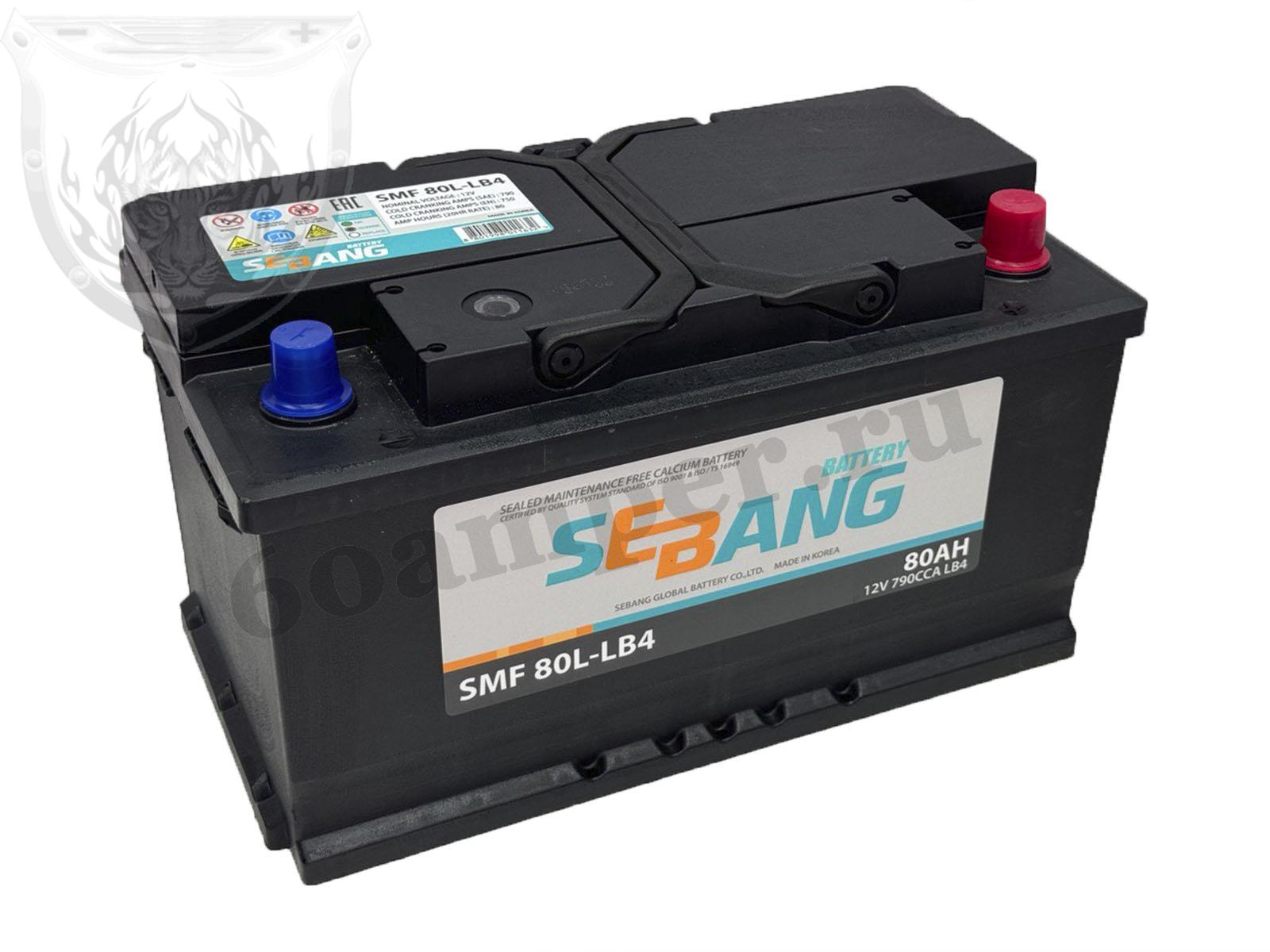Изображение Аккумулятор SEBANG 80 А*ч Обратный Низкий LB4 : №1