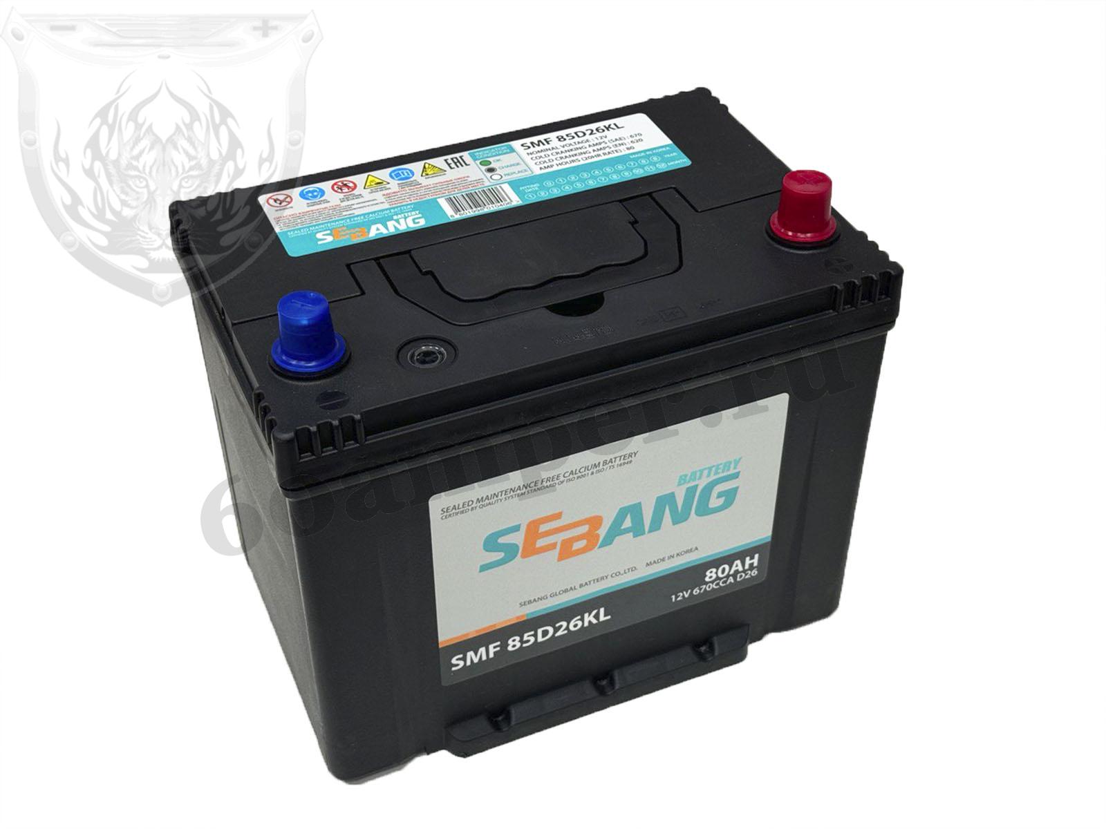 Изображение Аккумулятор SEBANG 80 А*ч Обратный Азия JIS : №1