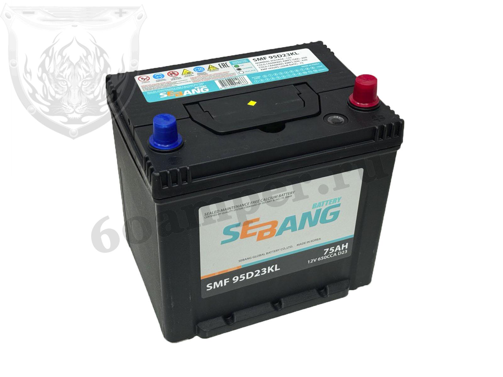 Изображение Аккумулятор SEBANG 75 А*ч Обратный Азия JIS 95D23KL : №1