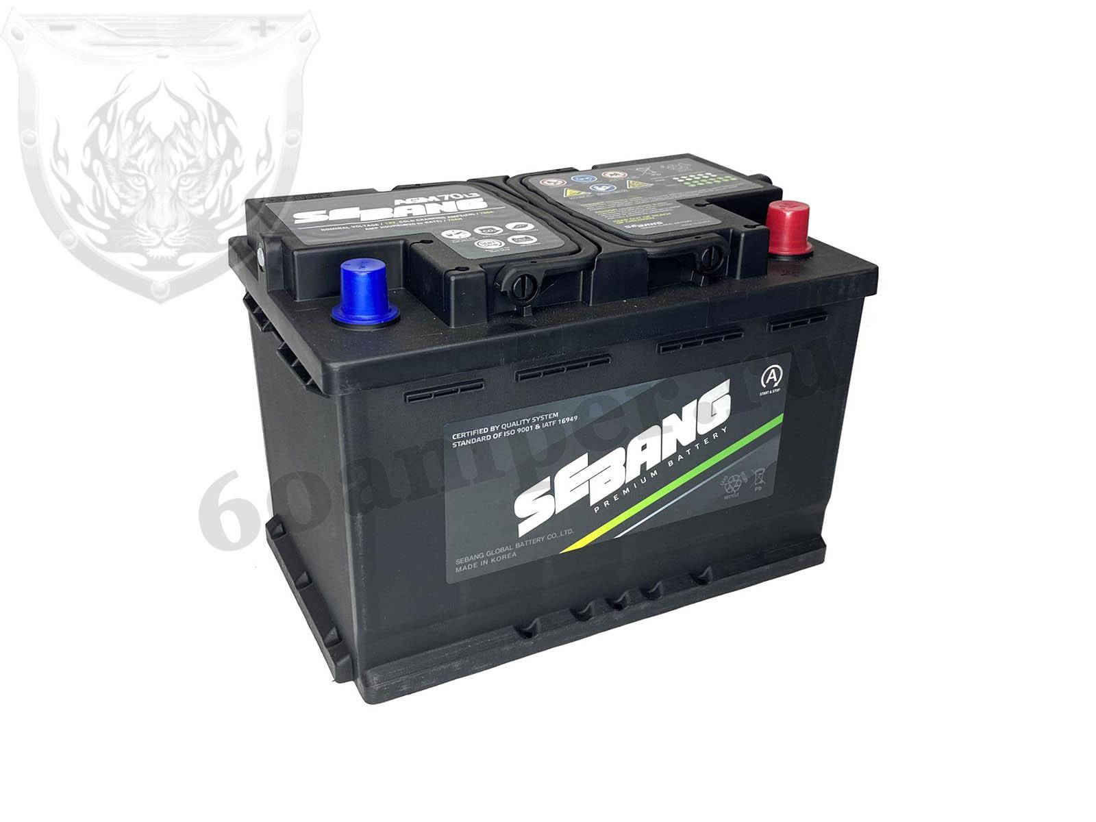 Изображение Аккумулятор SEBANG 70 А*ч Обратный AGM : №1