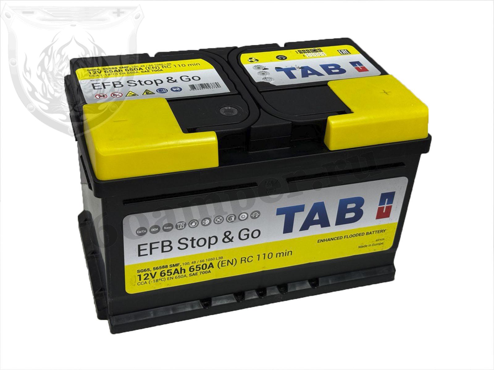 Изображение Аккумулятор TAB 65 А*ч Обратный низкий EFB Stop&Go : №1