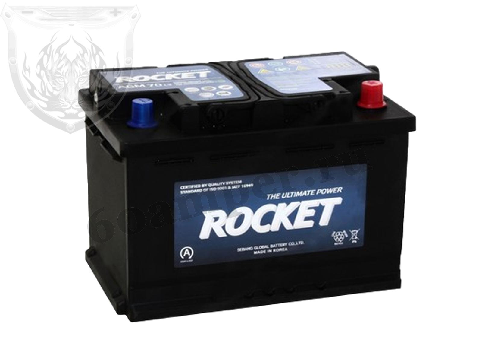 Изображение Аккумулятор ROCKET 70 А*ч Обратная полярность AGM : №1