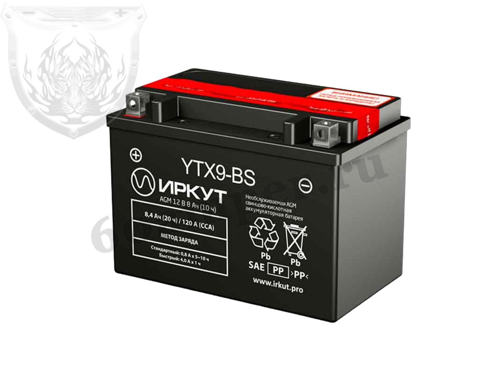 Изображение Аккумулятор ИРКУТ YTX9-BS : №1
