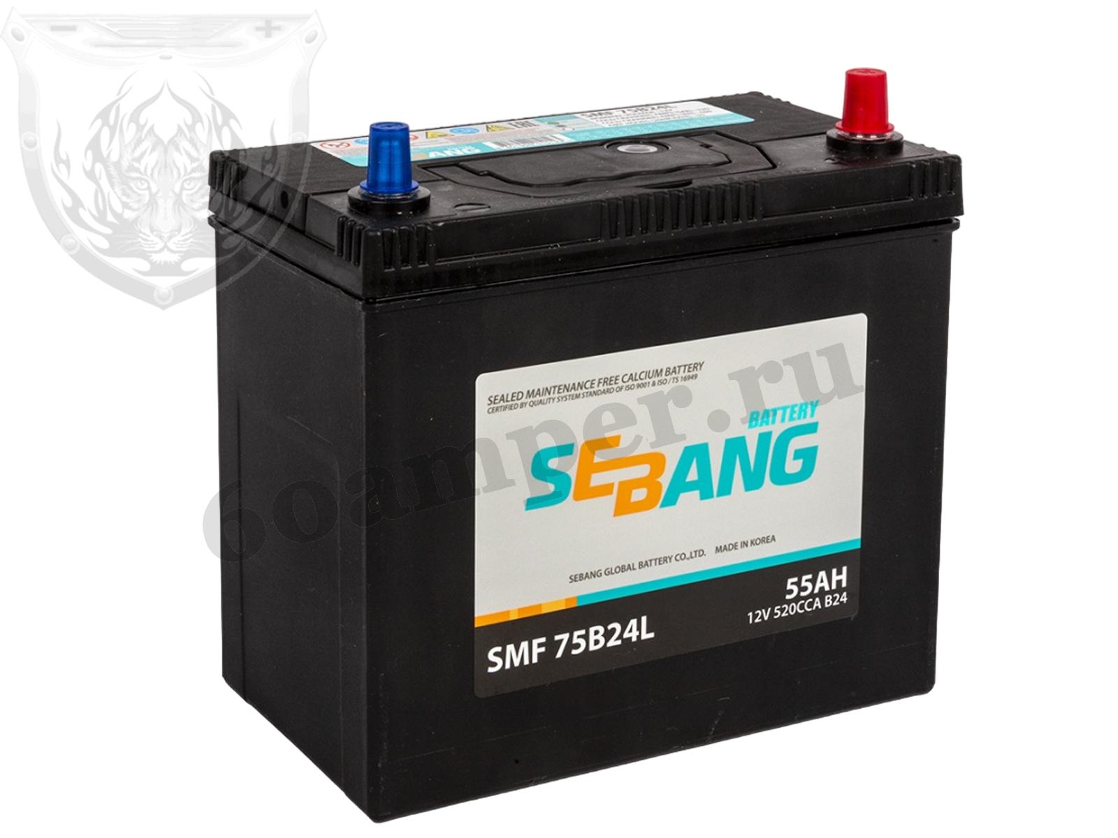 Изображение Аккумулятор SEBANG 55 А*ч Обратный Азия 75B24L : №1