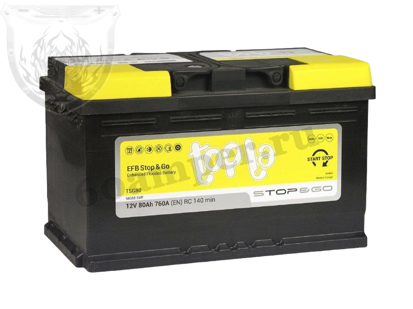 Изображение Аккумулятор TOPLA 80 А*ч Обратный EFB : №1
