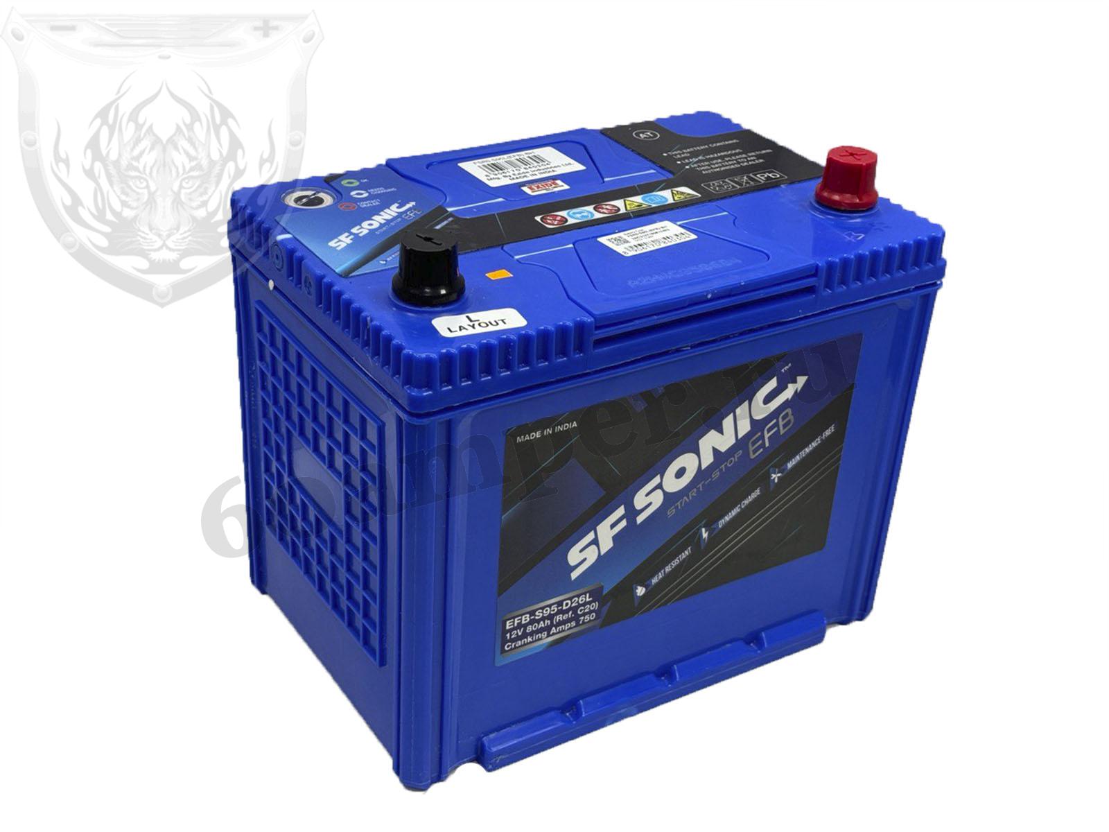 Изображение Аккумулятор SONIC 80 А*ч Обратный Азия 95D26L : №1