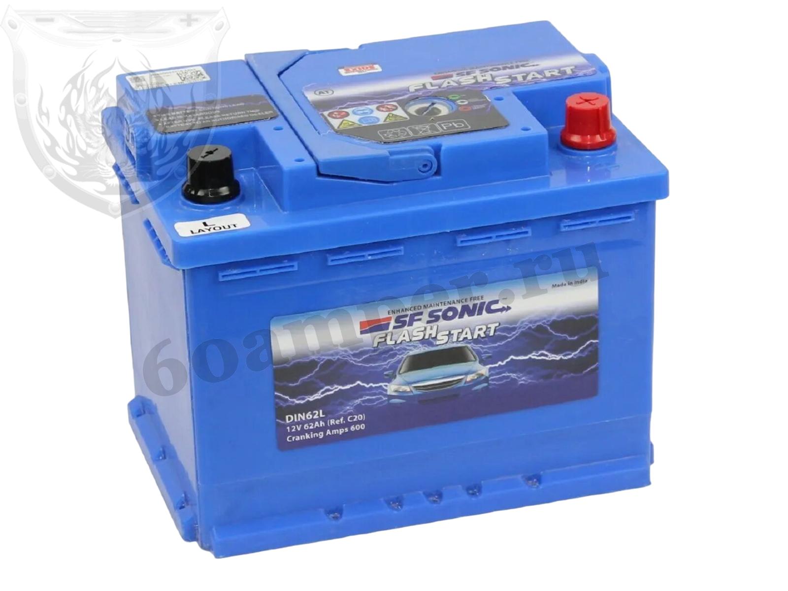 Изображение Аккумулятор SONIC 62 А*ч Обратный : №1