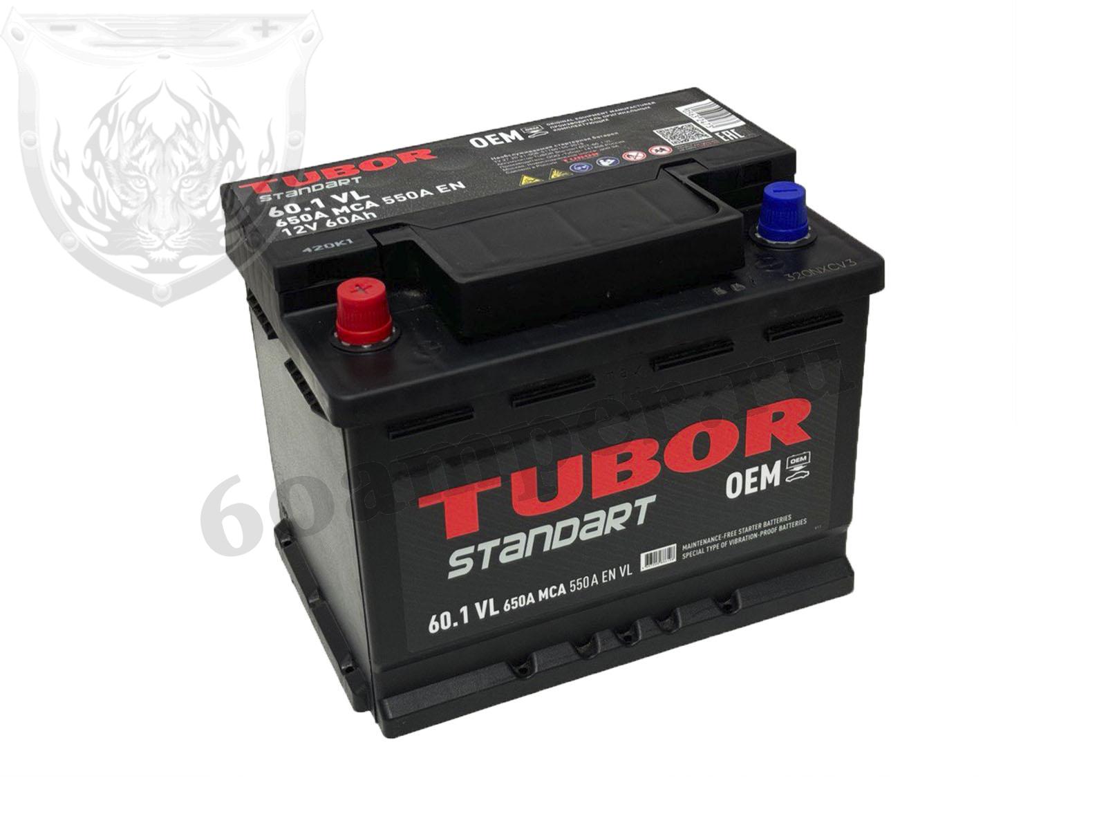 Изображение Аккумулятор TUBOR 60 А*ч Прямой STANDART : №1
