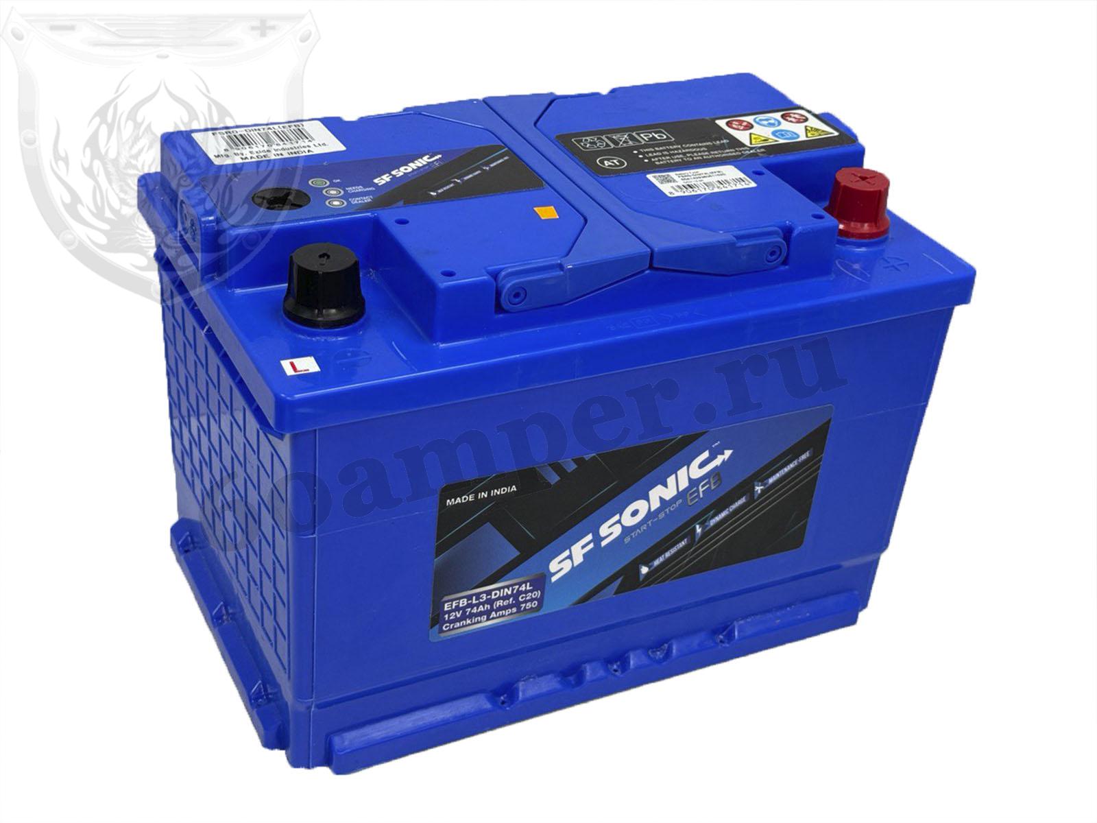 Изображение Аккумулятор SONIC 74 А*ч Обратный EFB : №1