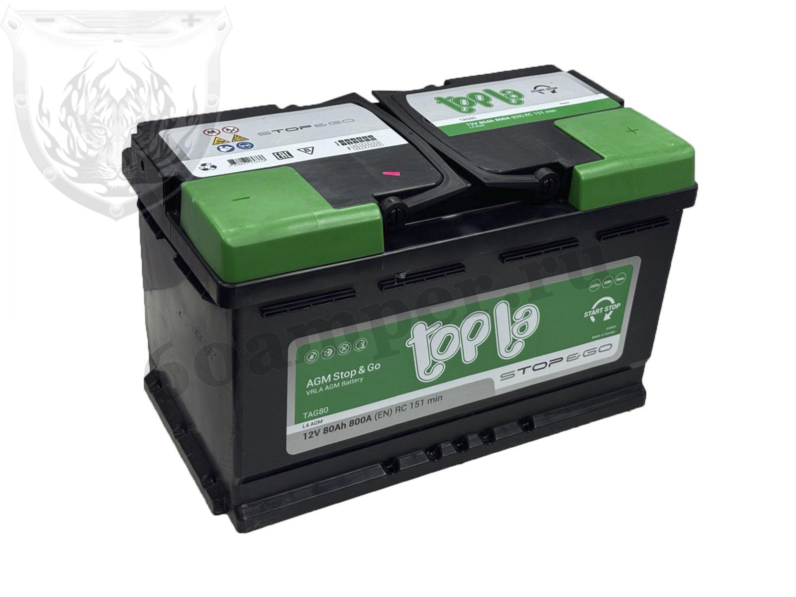 Изображение Аккумулятор TOPLA 80 А*ч Обратный AGM : №1